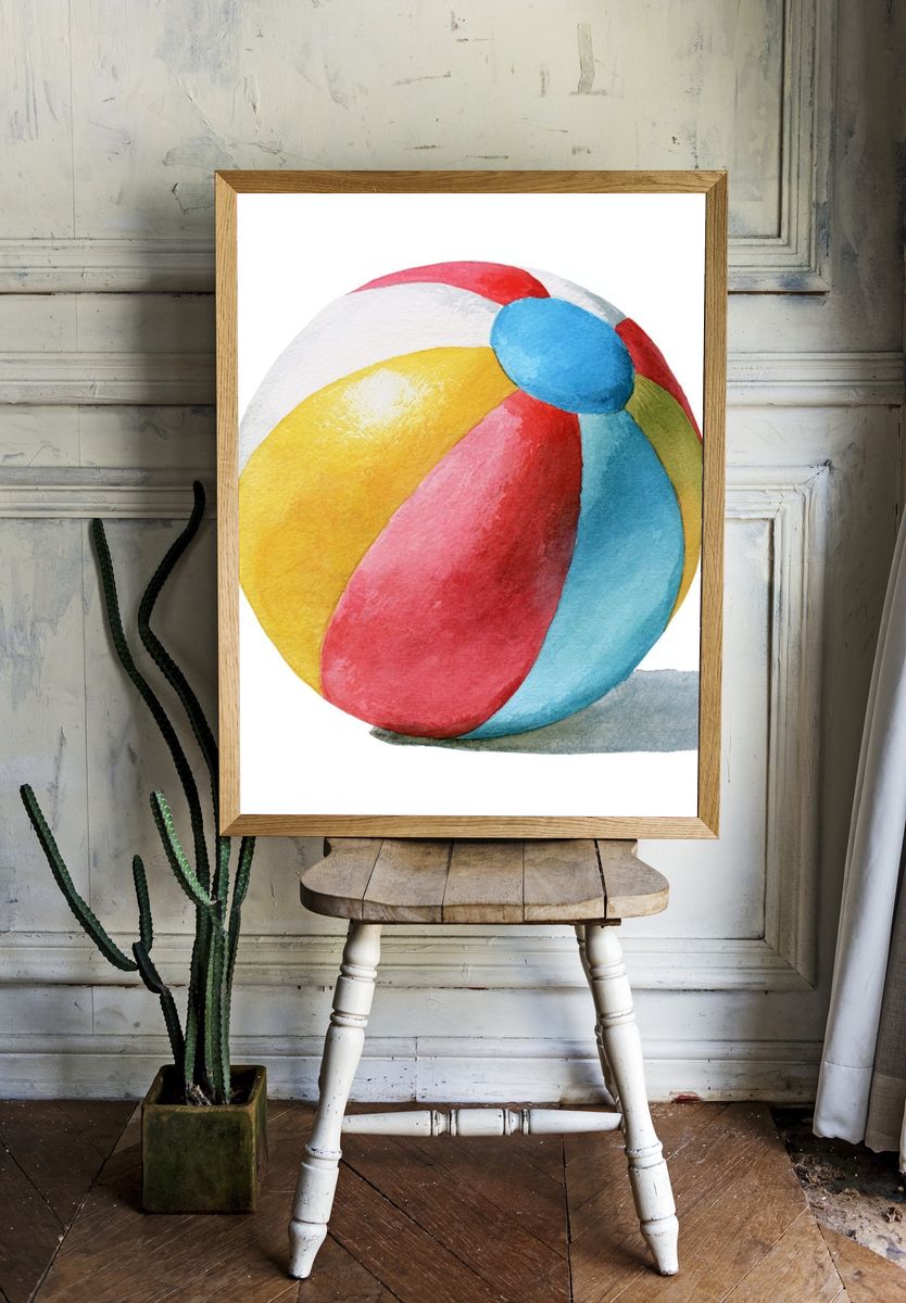 Watercolor Beach Ball Illustration Poster. room preview