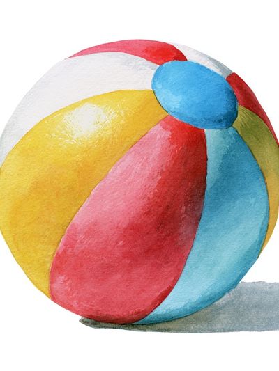 Watercolor Beach Ball Illustration Poster.