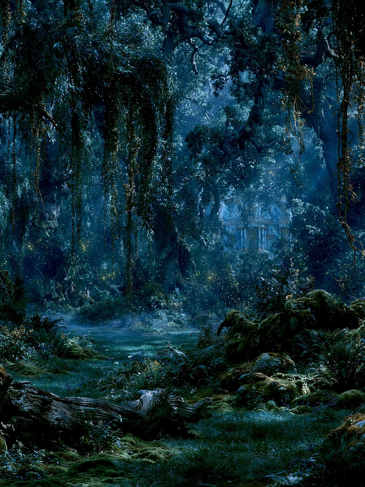Enchanted Moonlit Forest Print. poster detail