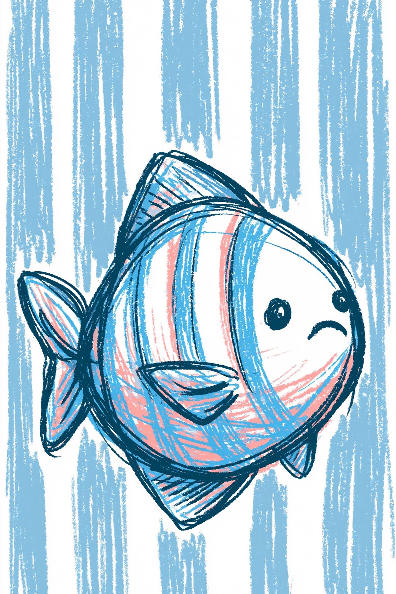 Sad Fish Illustration Poster. poster — illustration art