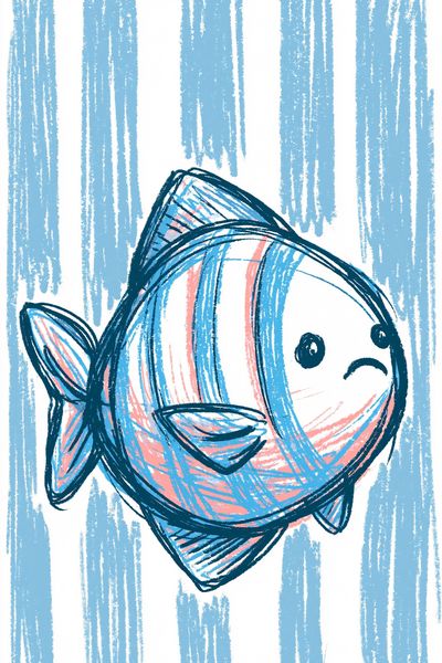 Sad Fish Illustration Poster. poster