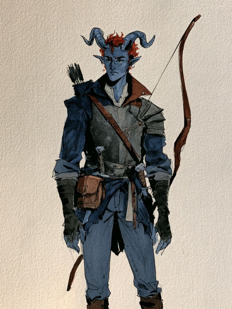 Tiefling Archer Illustration Poster. poster detail