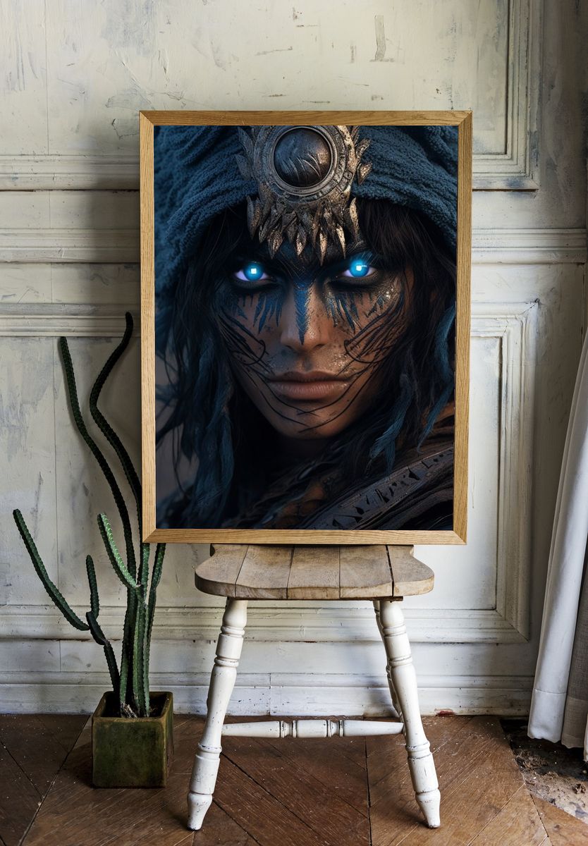 Mystic Warrior Portrait Print. — room view 1
