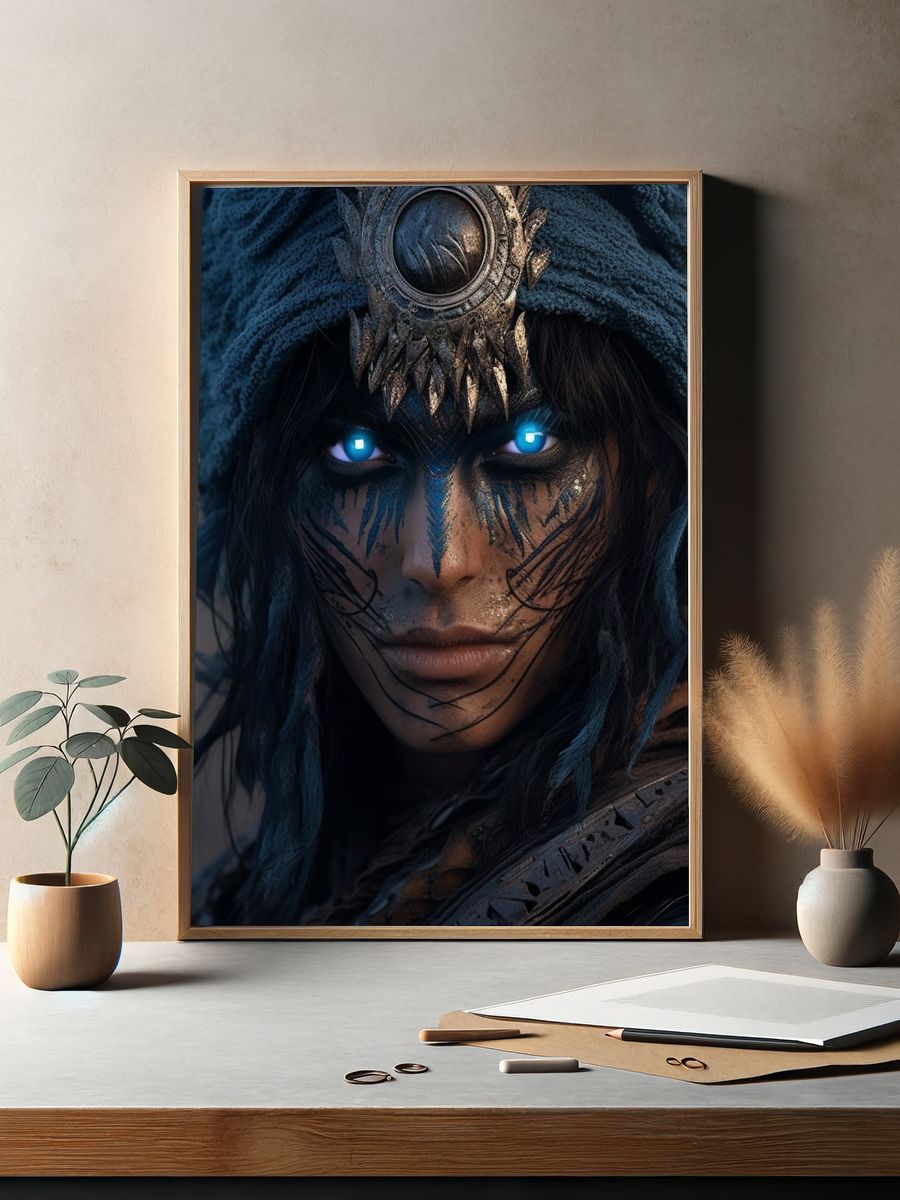 Mystic Warrior Portrait Print. — room view 2