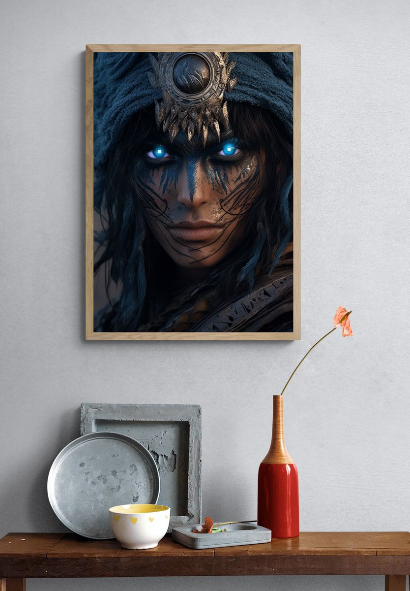 Mystic Warrior Portrait Print. — room view 3