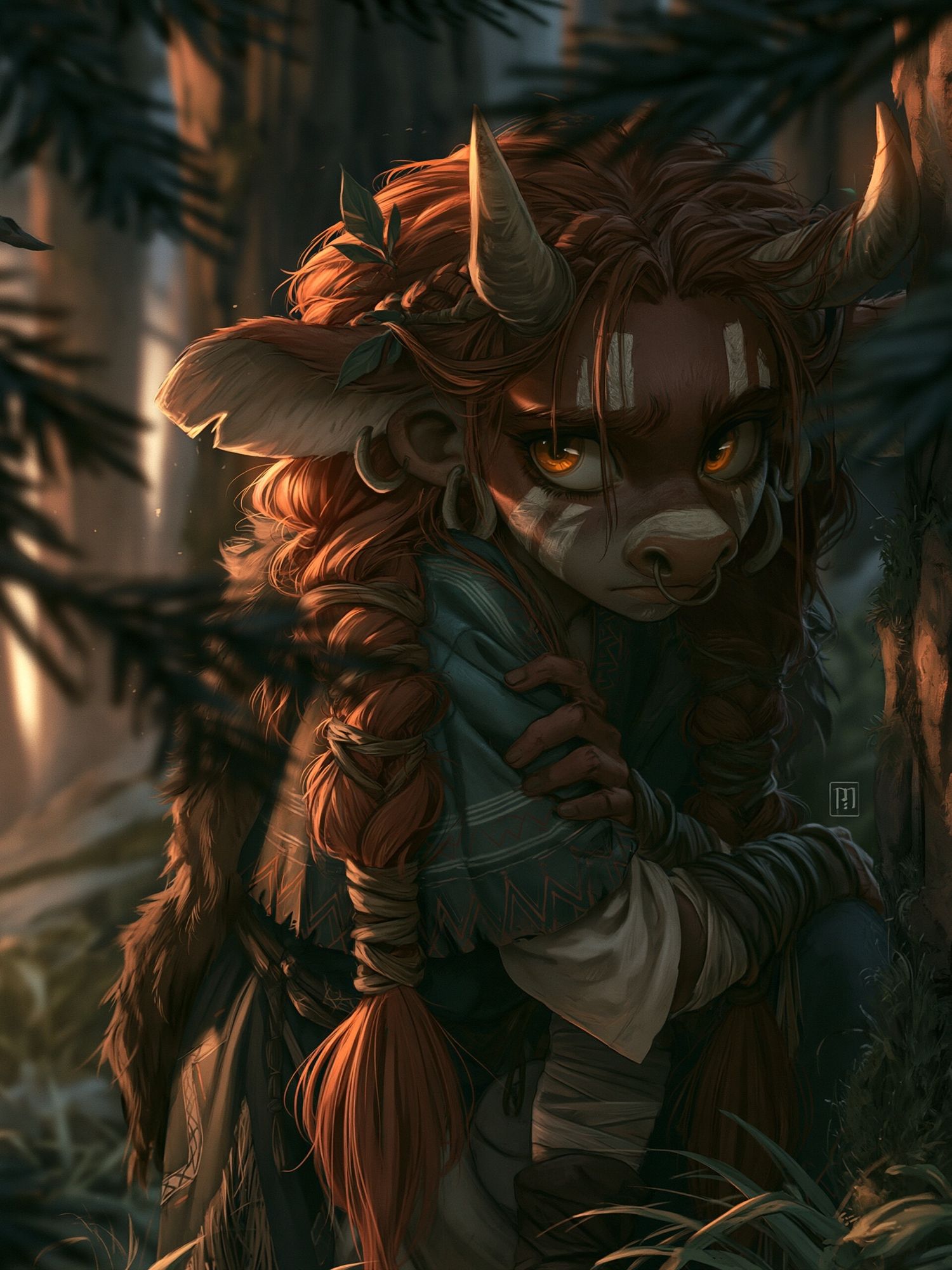 Forest Horned Character Illustration Print. poster — illustration art