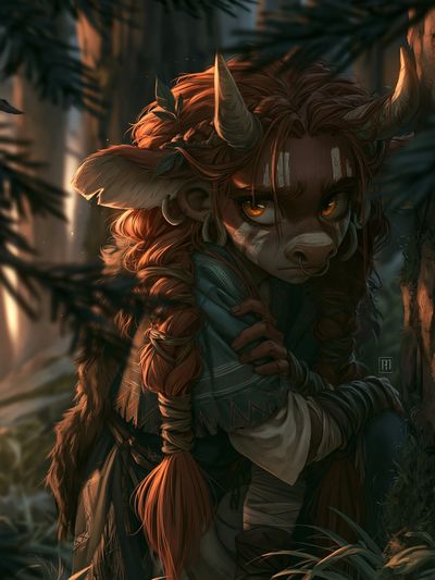 Forest Horned Character Illustration Print.