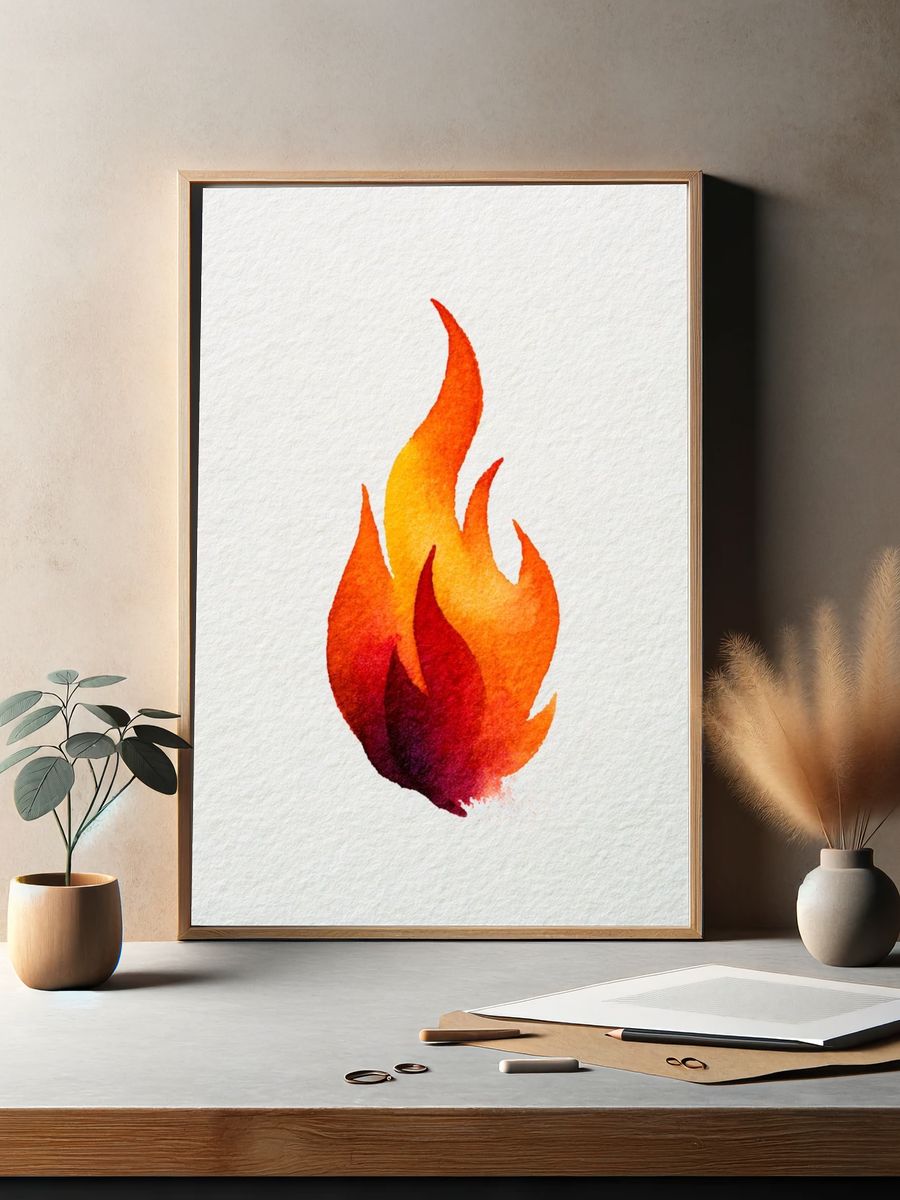 Watercolor Flame Illustration Poster. — room view 2