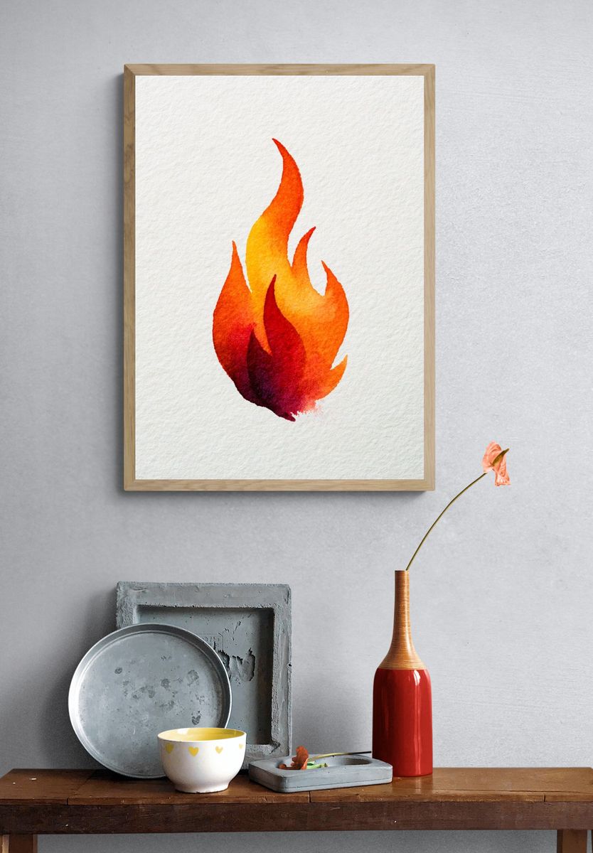 Watercolor Flame Illustration Poster. — room view 3