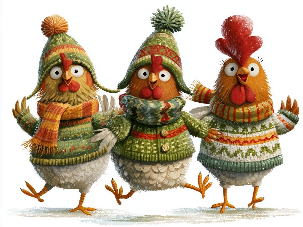 Festive Chickens Illustration Poster. poster detail