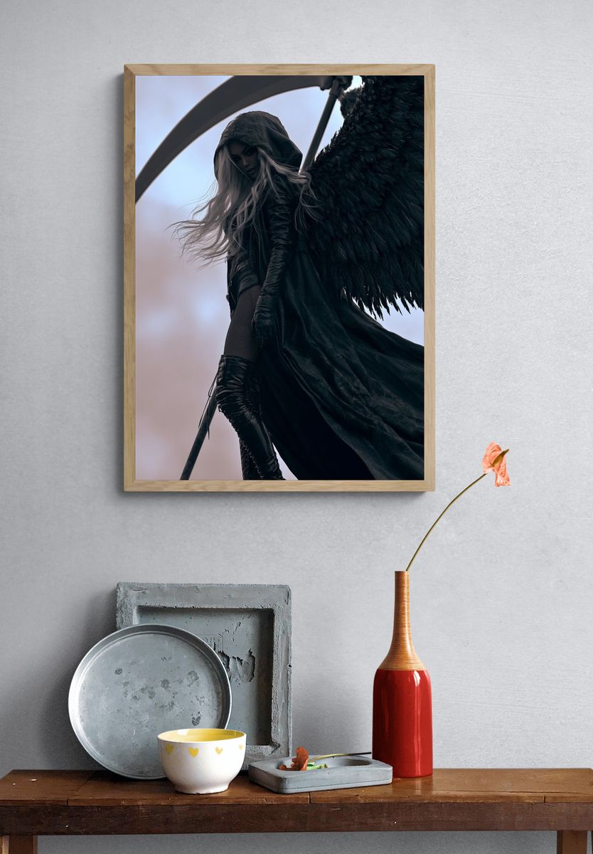 Dark Angel Fantasy Illustration Poster. — room view 3