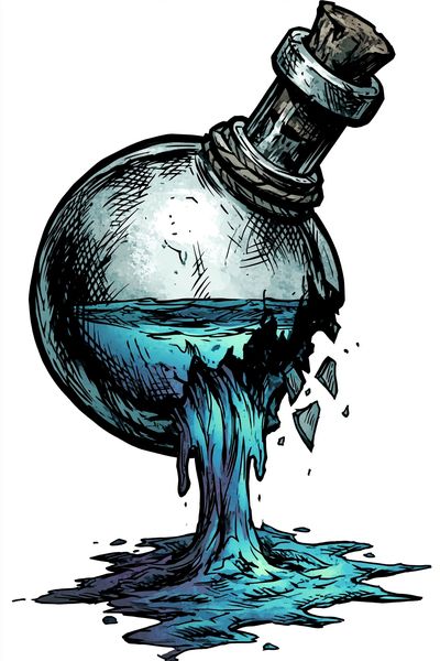 Broken Bottle Ocean Illustration Poster.