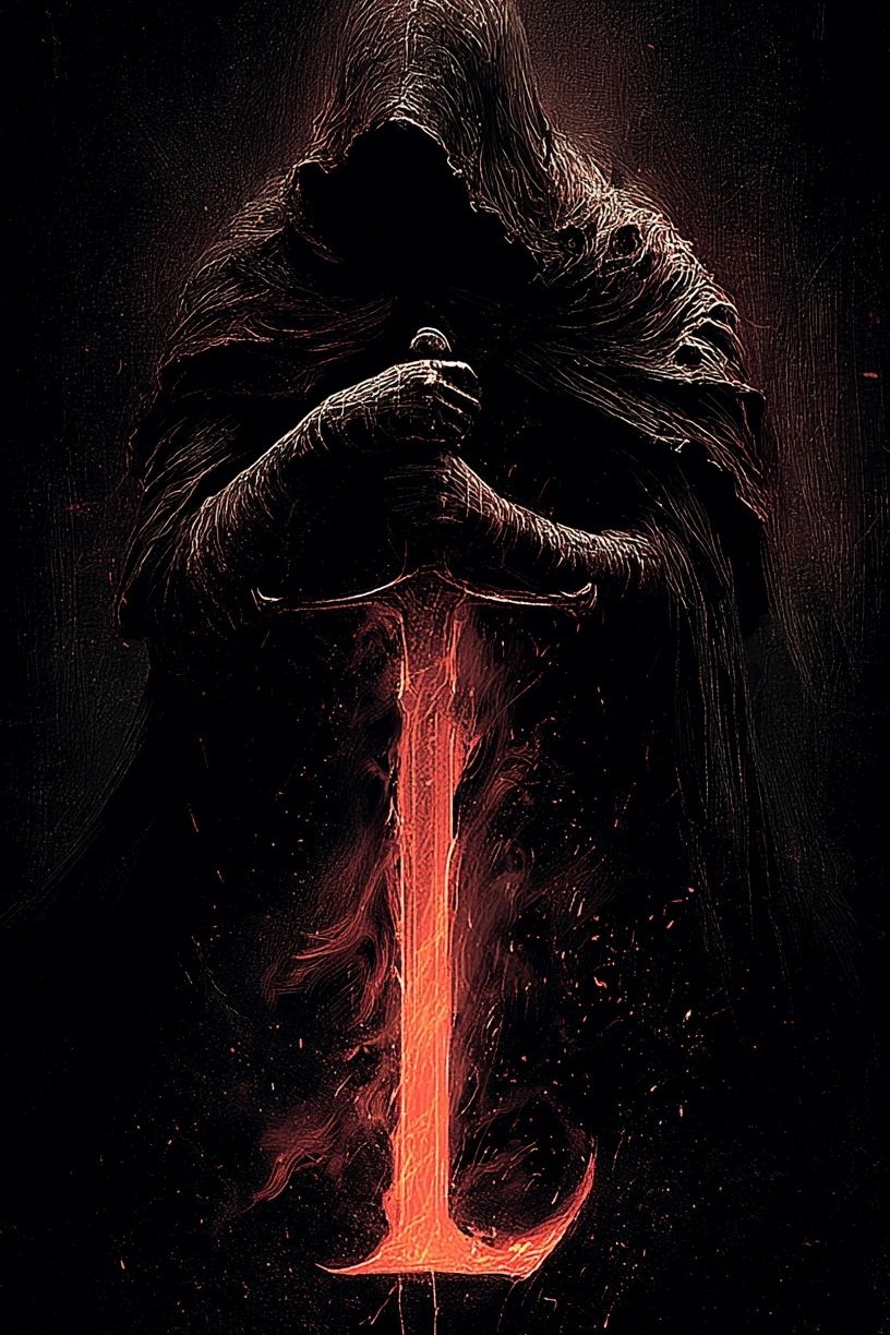 Dark Hooded Figure Illustration Poster. poster detail