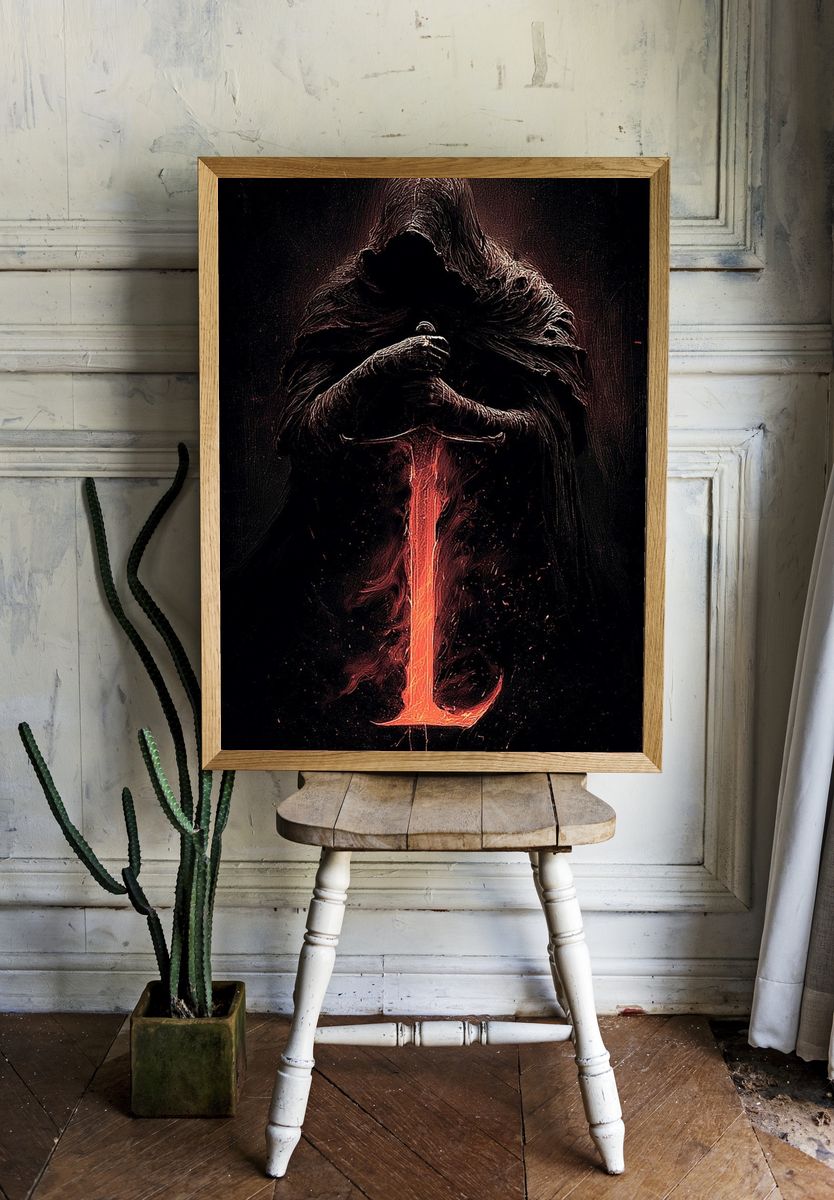 Dark Hooded Figure Illustration Poster. — room view 1