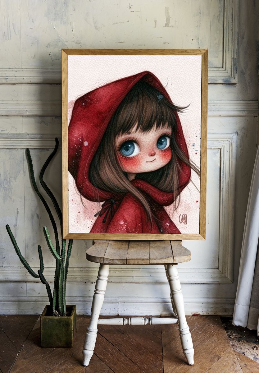 Little Red Riding Hood Illustration Poster. — room view 1