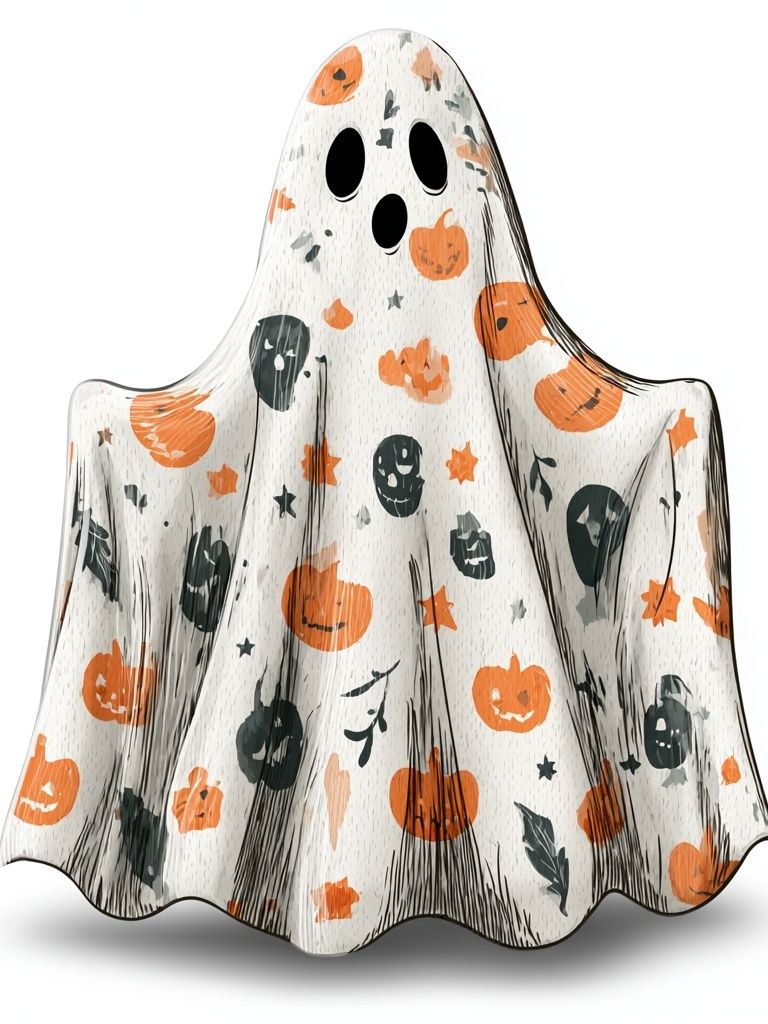 Halloween Ghost Pattern Illustration Poster. poster detail