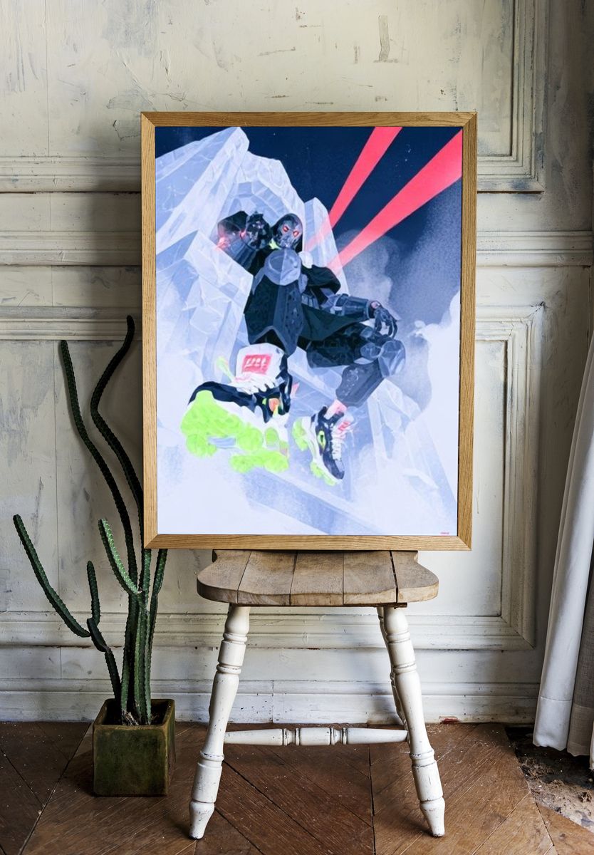 Mecha Skater Digital Art Poster. room preview