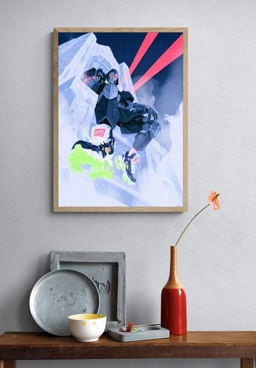 Mecha Skater Digital Art Poster. — room view 3