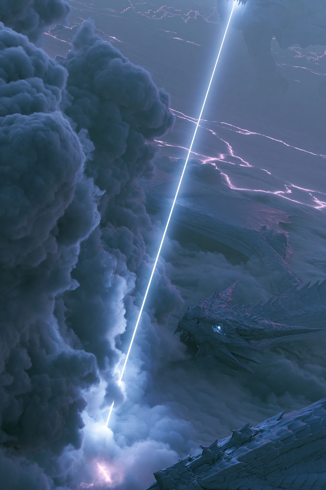 Dragon Storm Sky Illustration Poster. poster detail