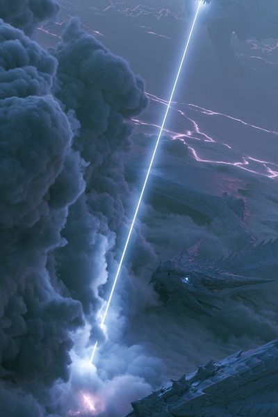 Dragon Storm Sky Illustration Poster. poster