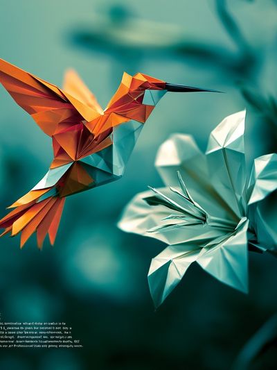 Origami Hummingbird Illustration Poster. poster
