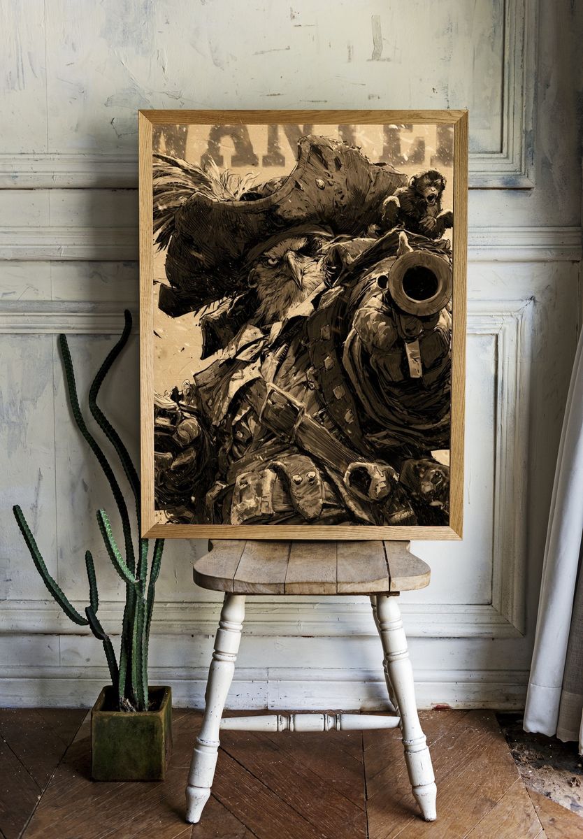 War Monkey Cannon Illustration Poster. — room view 1
