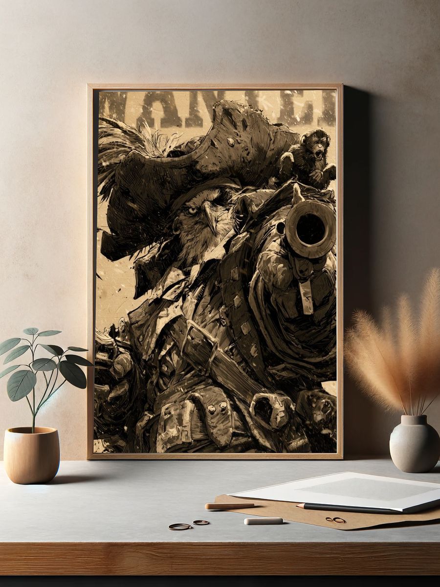War Monkey Cannon Illustration Poster. — room view 2