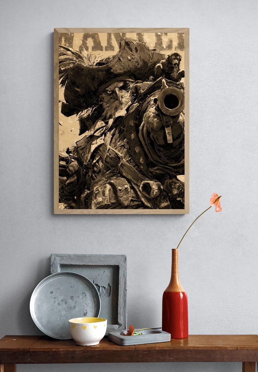 War Monkey Cannon Illustration Poster. — room view 3