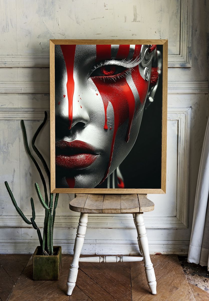 Crimson Mask Portrait Print. room preview