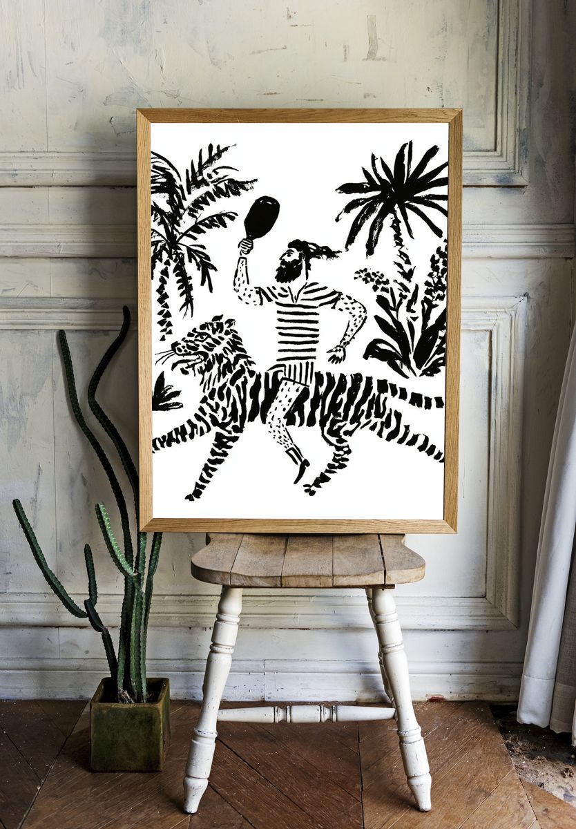 Jungle Rider Ink Poster. — room view 1