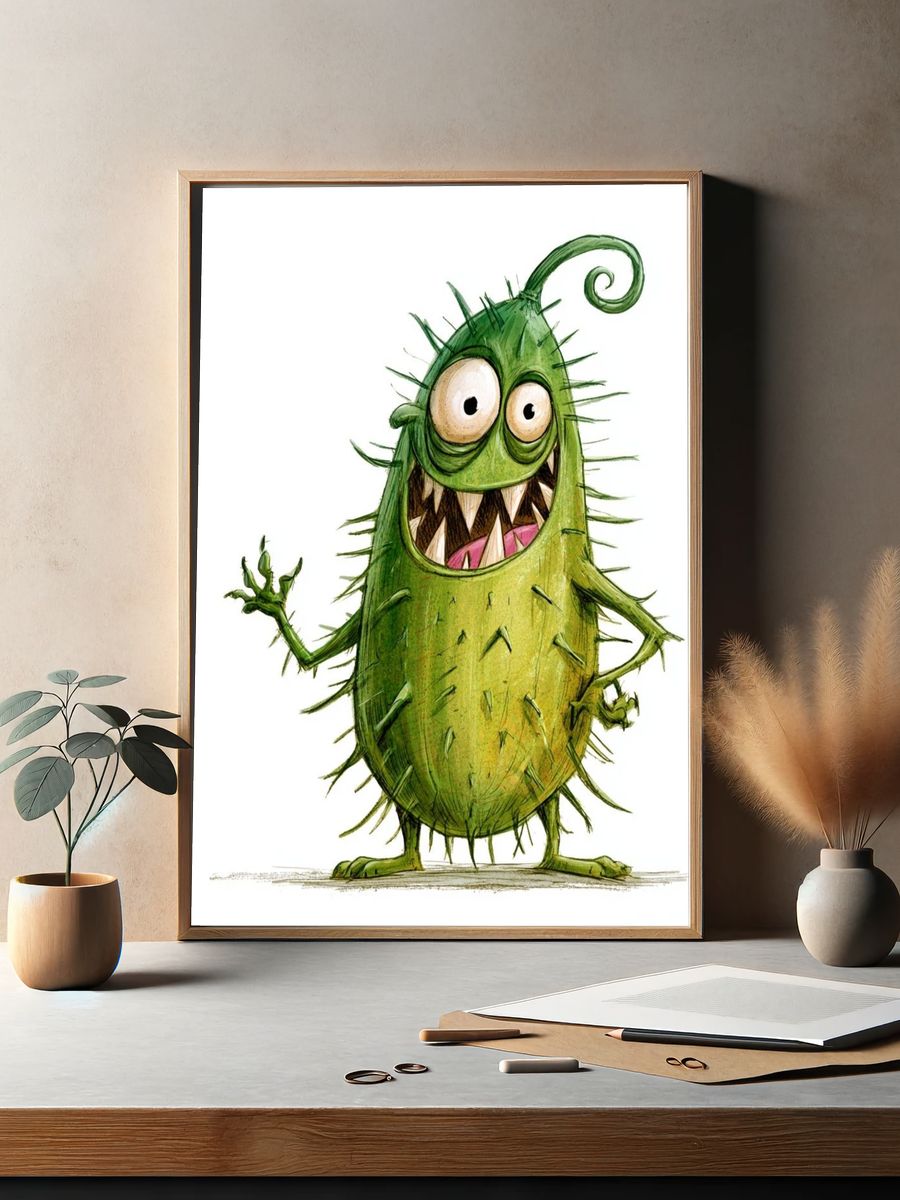 Green Monster Cartoon Poster. — room view 2