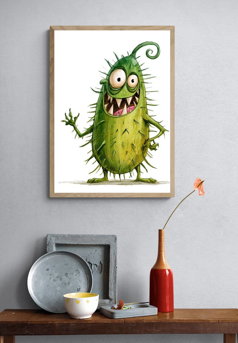 Green Monster Cartoon Poster. — room view 3