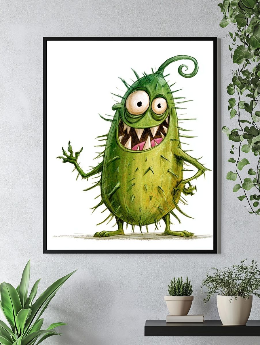 Green Monster Cartoon Poster. — room view 4
