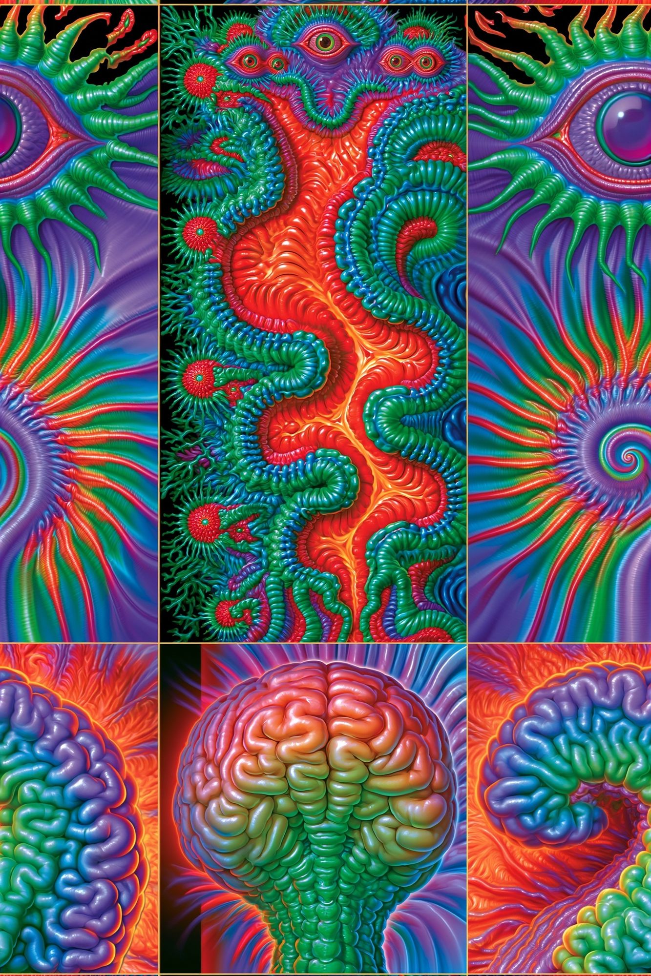 Psychedelic Brain Collage Poster. poster — illustration art
