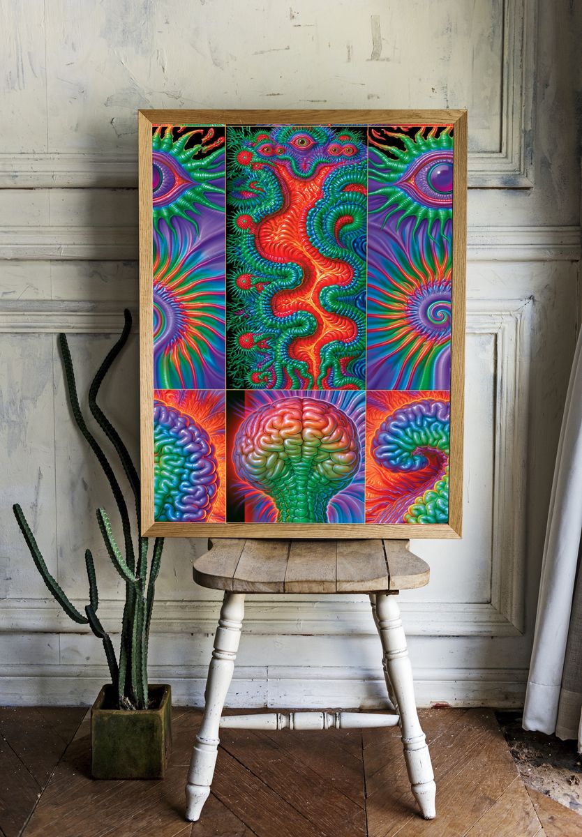 Psychedelic Brain Collage Poster. — room view 1