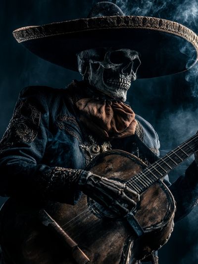 Skeleton Mariachi Guitar Poster.