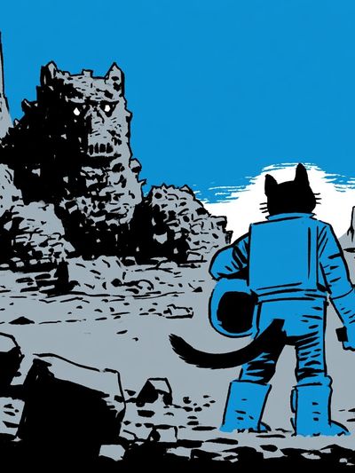 Cat Astronaut Moonscape Poster.