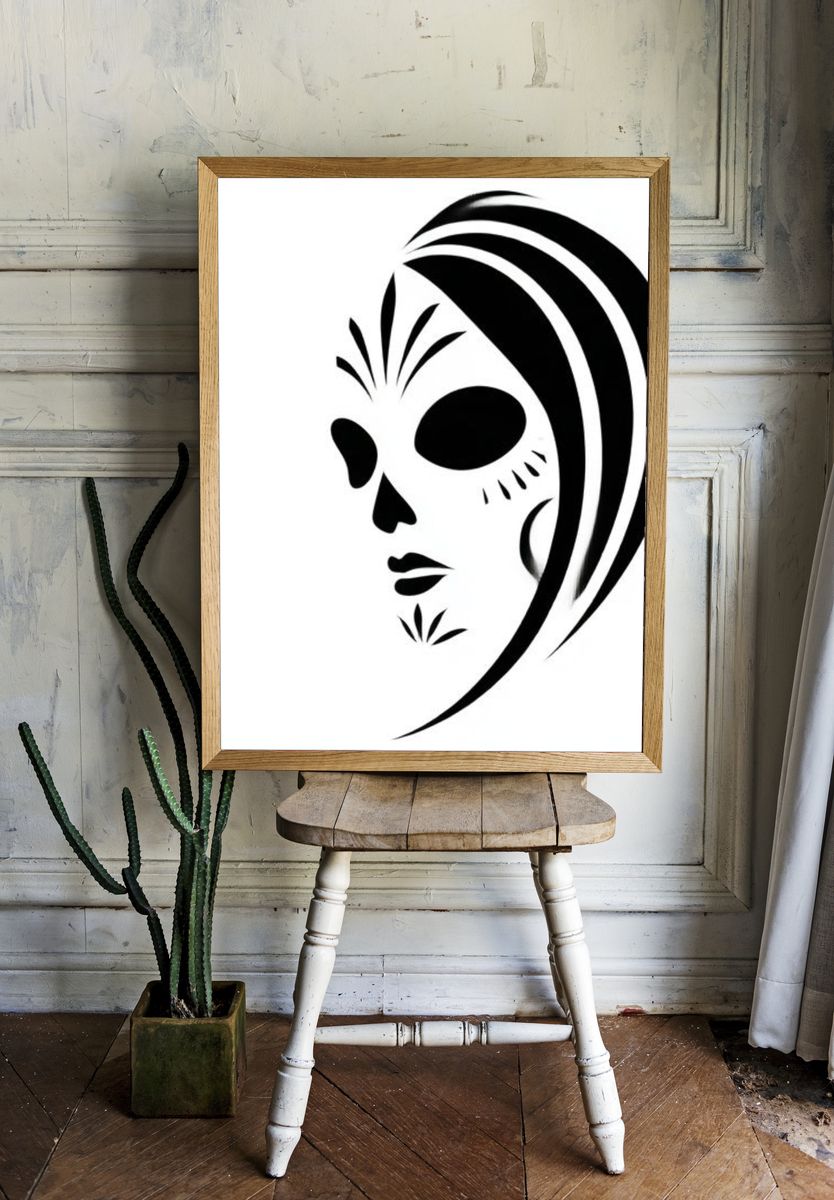 Sugar Skull Minimalist Poster. — room view 1