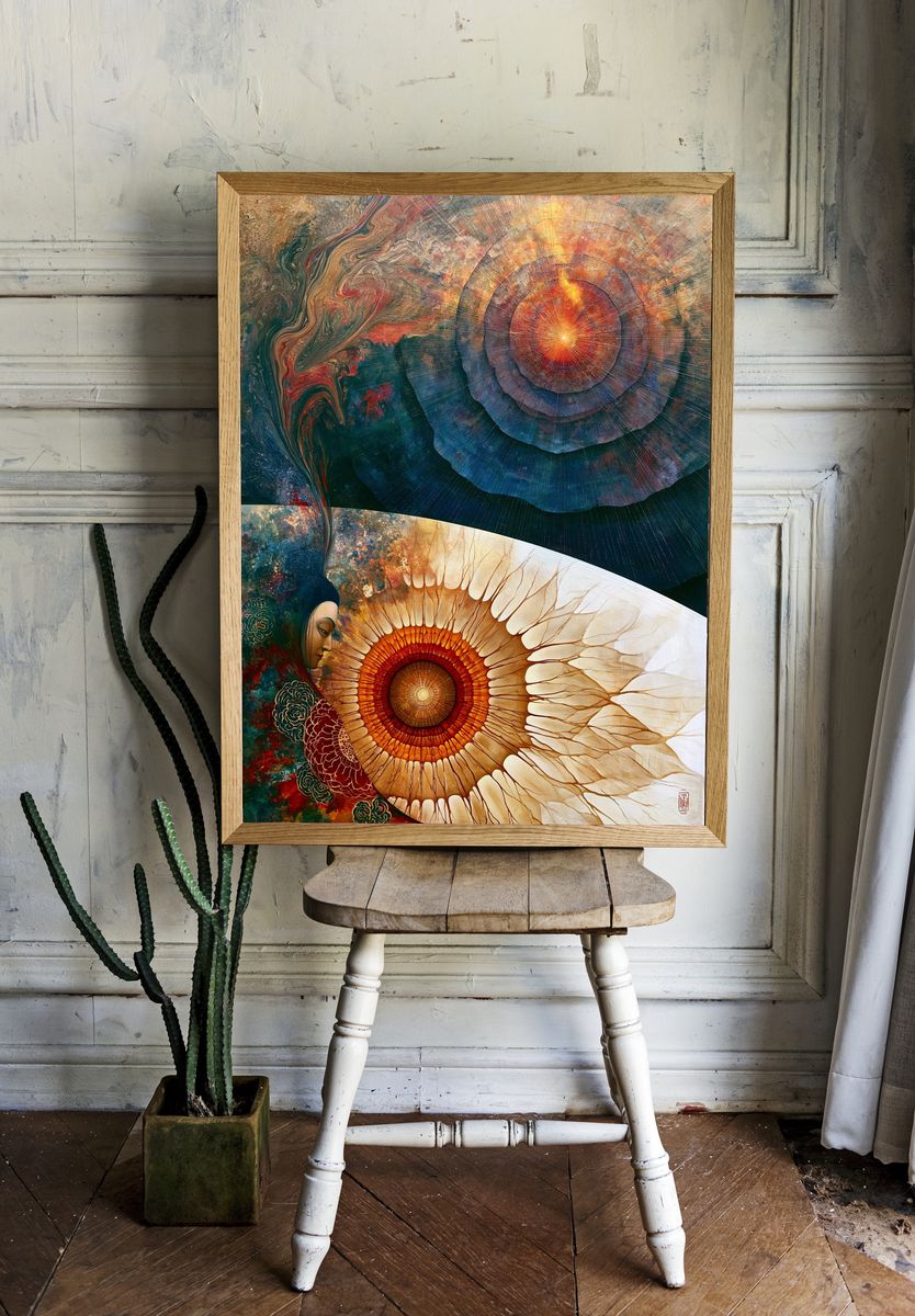 Celestial Lotus Meditation Poster. — room view 1