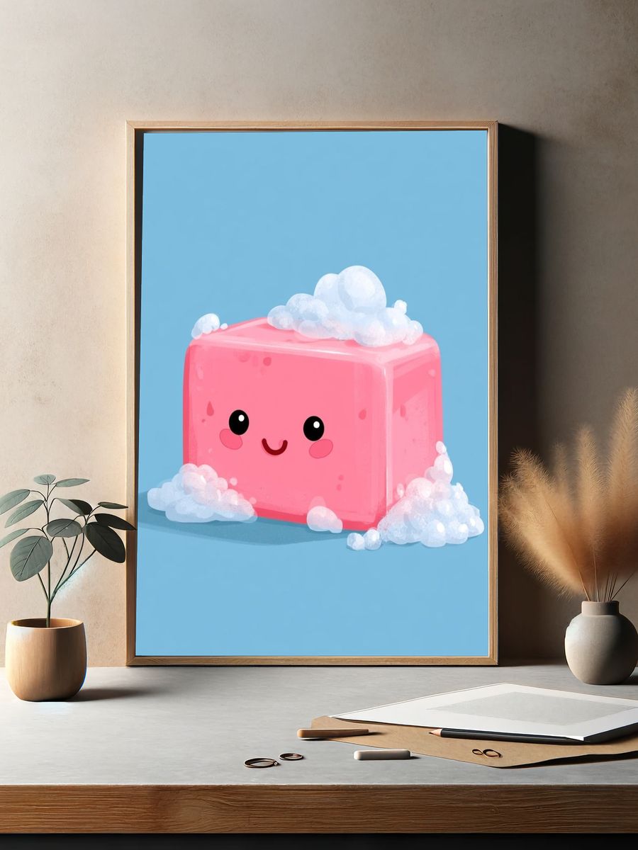 Cute Soap Cube Cartoon Print. — room view 2