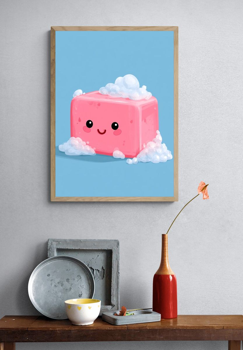 Cute Soap Cube Cartoon Print. — room view 3