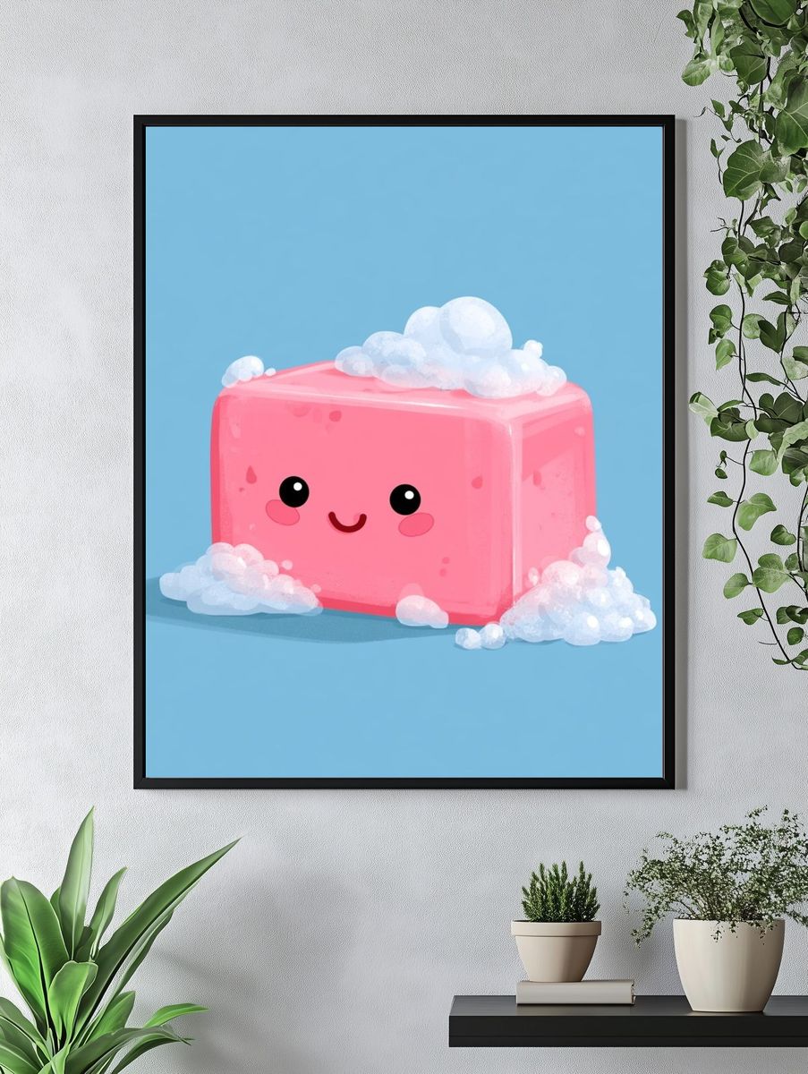 Cute Soap Cube Cartoon Print. — room view 4