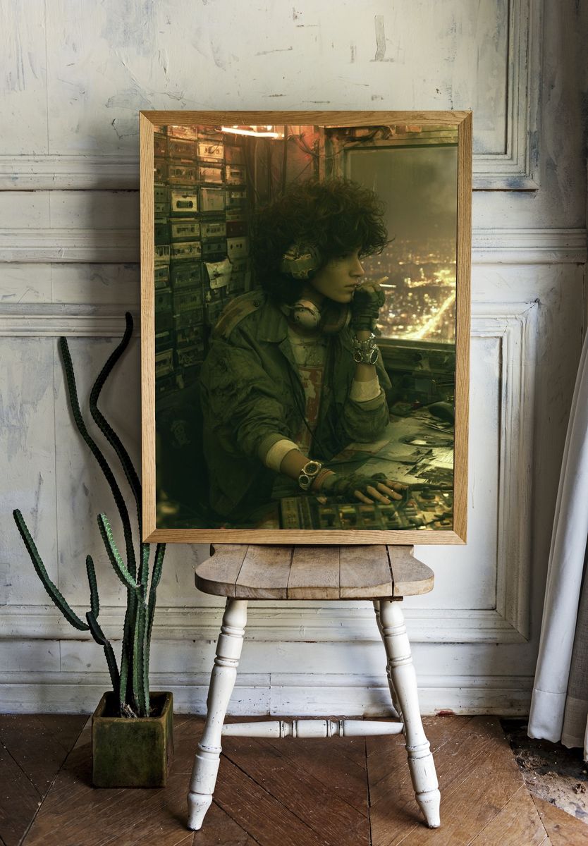 Cyberpunk Smoker Portrait Poster. — room view 1