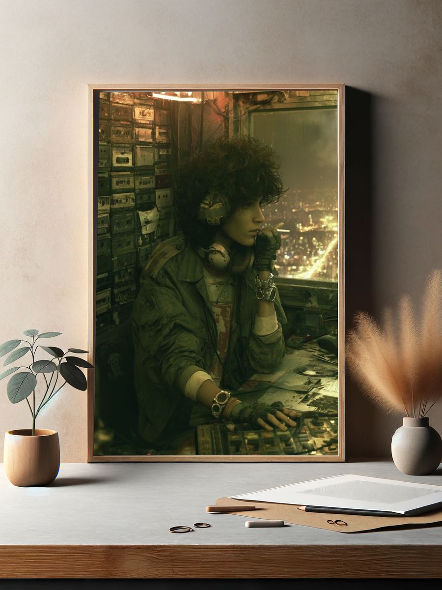 Cyberpunk Smoker Portrait Poster. — room view 2