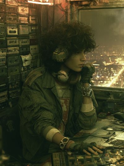 Cyberpunk Smoker Portrait Poster.