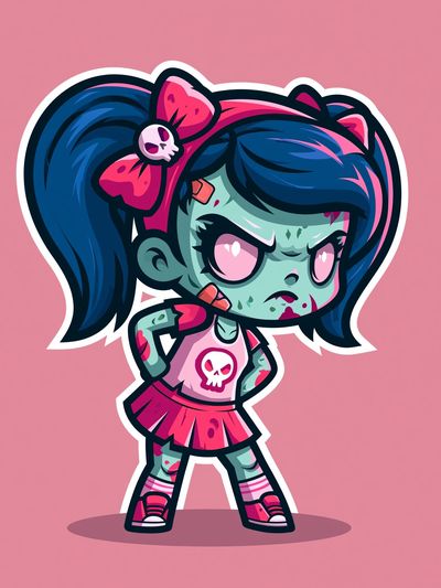 Zombie Girl Cartoon Print. poster