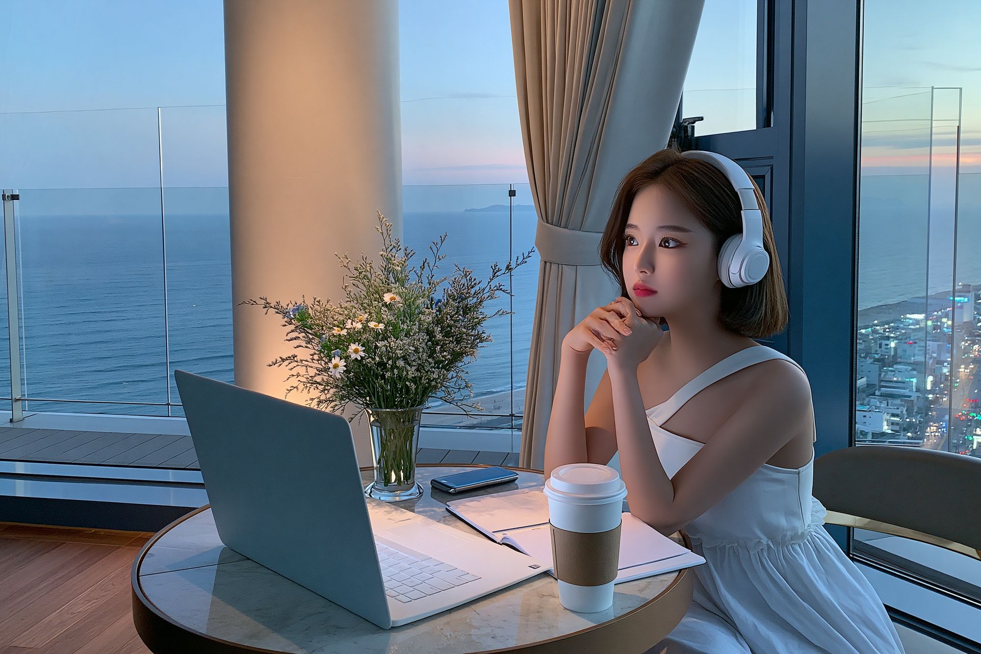 Seaside Evening Portrait Print. poster — illustration art
