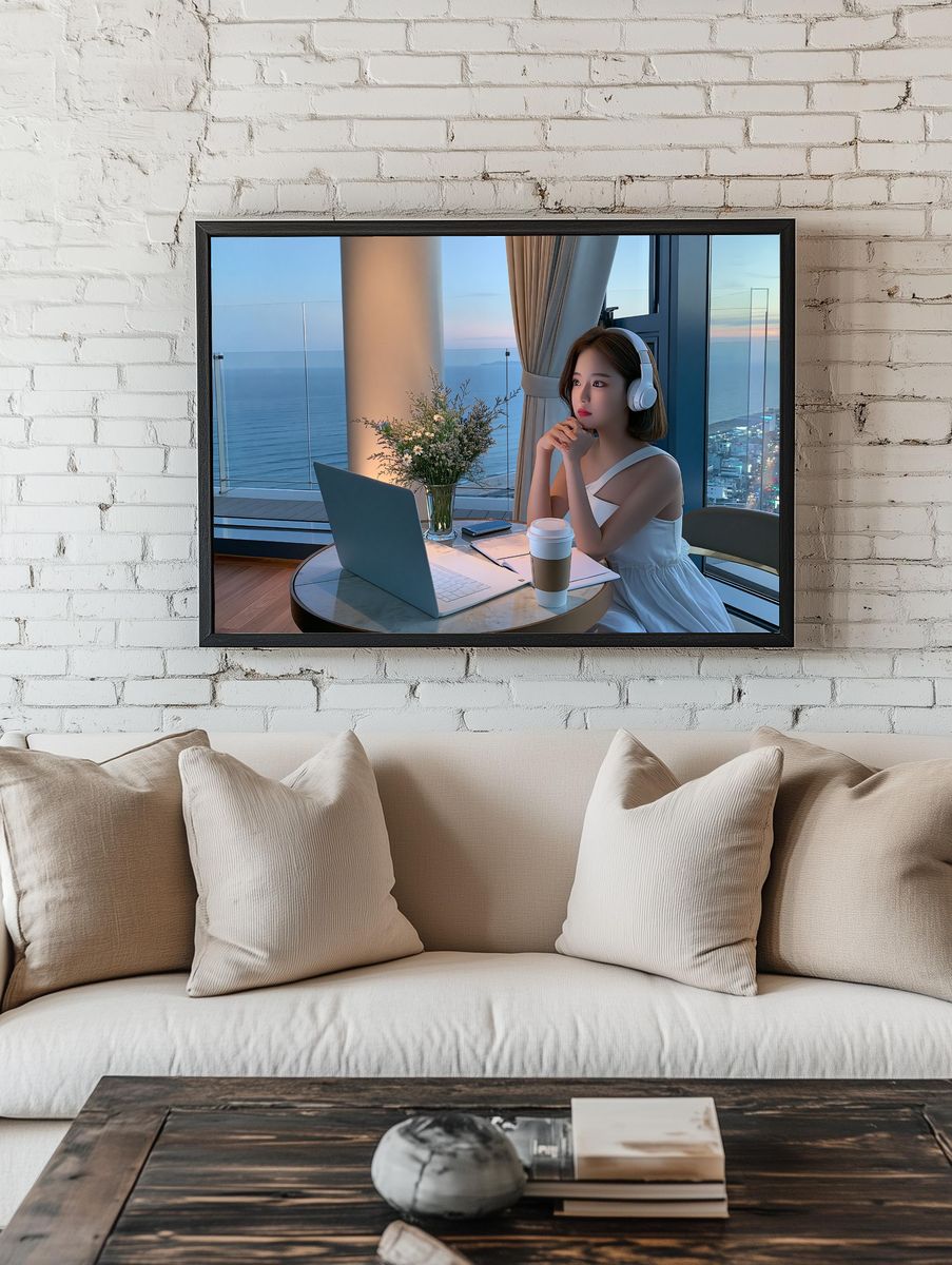 Seaside Evening Portrait Print. room preview