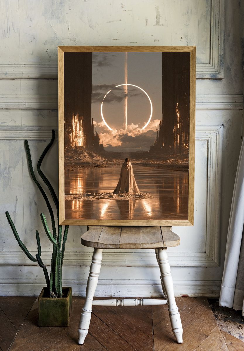 Celestial Portal Surrealism Print. — room view 1