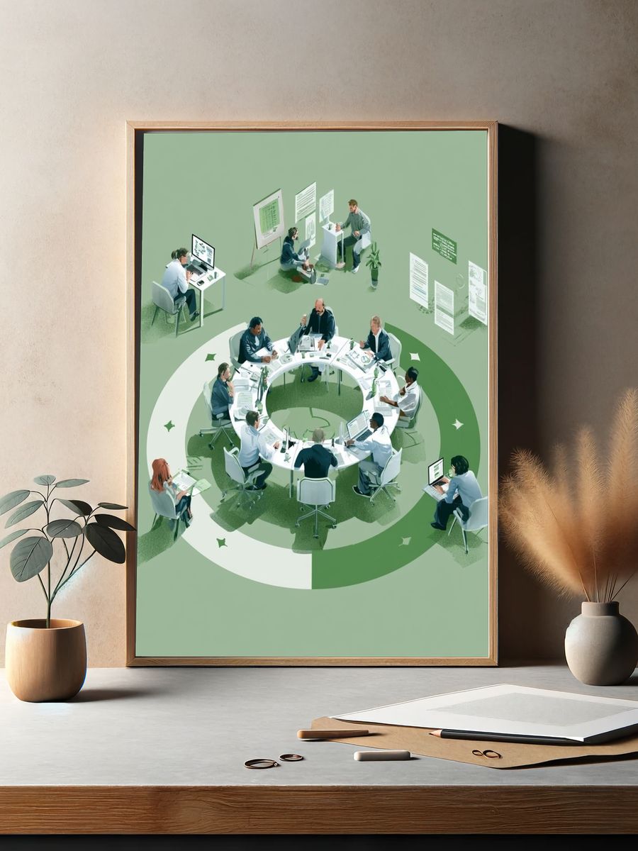 Collaborative Office Meeting Illustration Poster. — room view 2